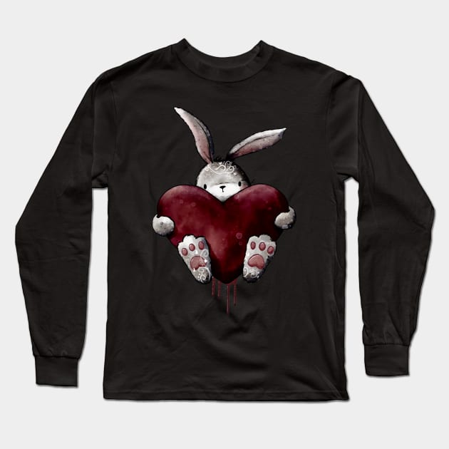 Gothic Bloody Love Bunny Long Sleeve T-Shirt by Lucia